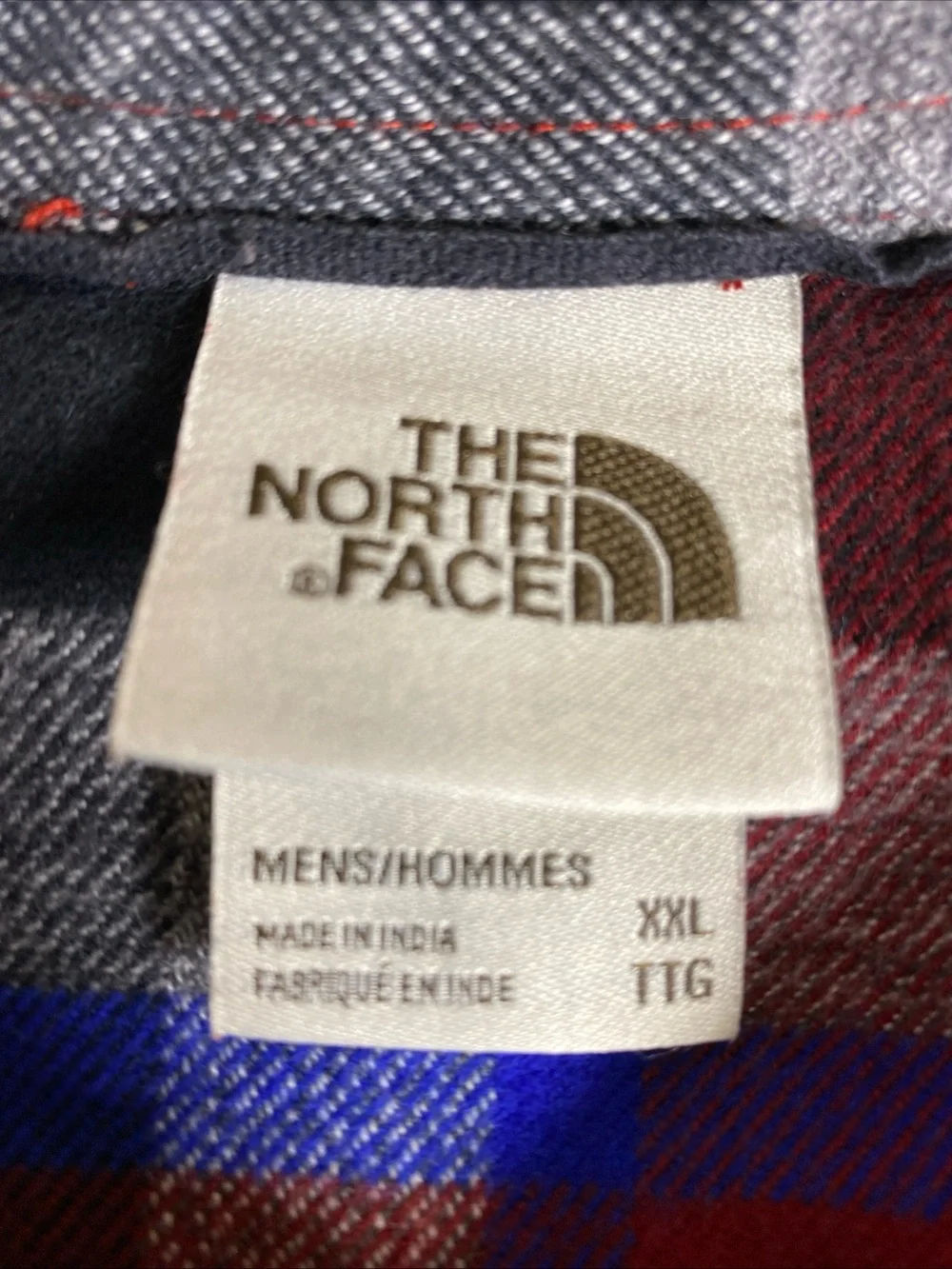 Lot‎ Of Two The North Face Men’s 2XL Plaid Flannel Shirt Red Blue+Green Navy